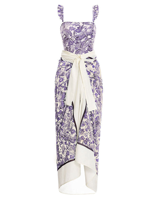 Purple Print Swimsuit  and Coverup