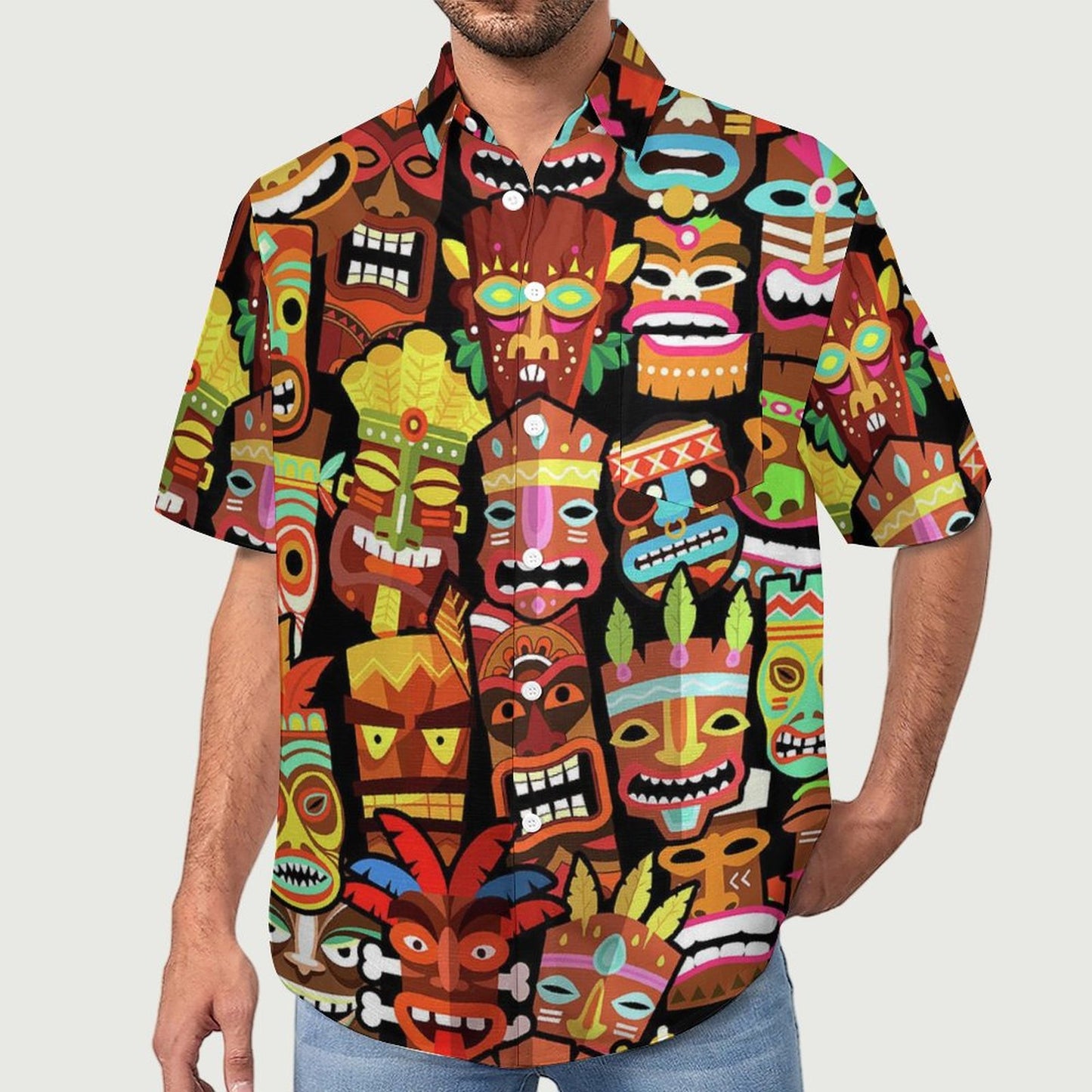 Men's Abstract Print Short Sleeve Shirt  2305106441
