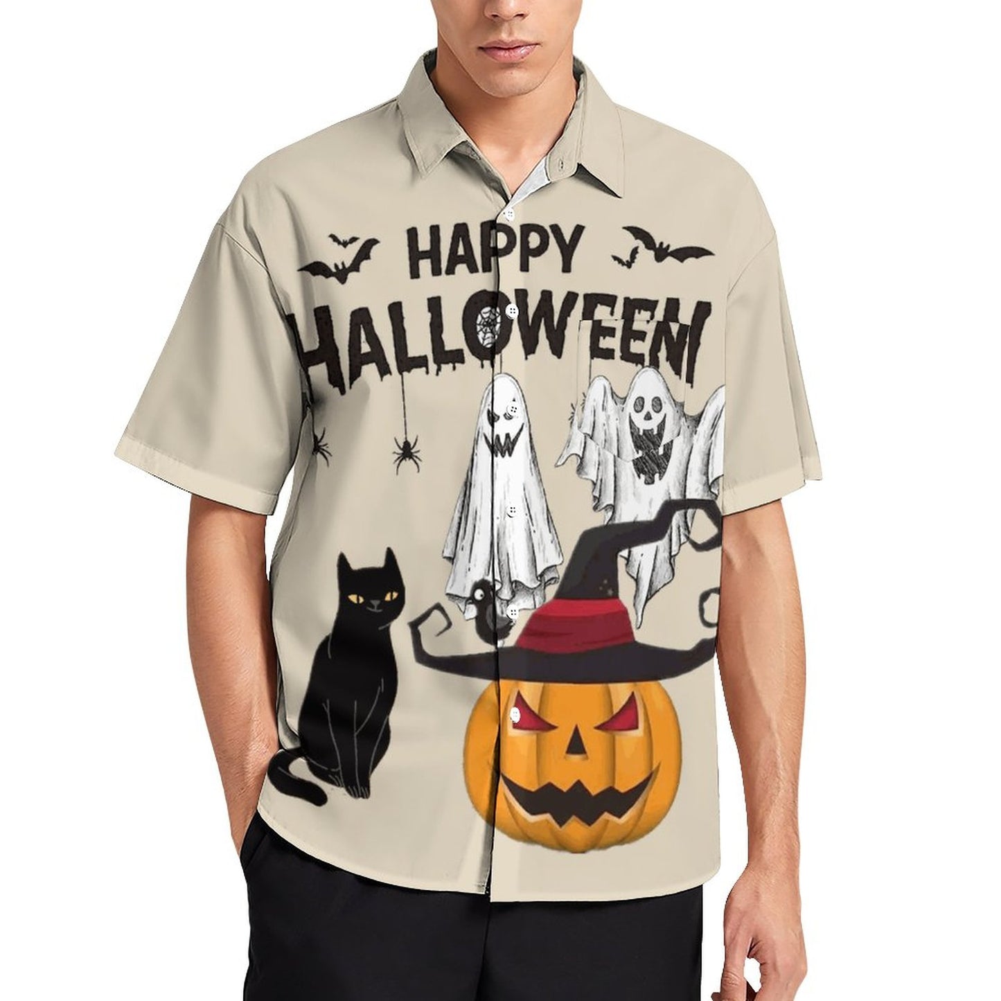 Men's Hawaiian Halloween Print Holiday Shirt 2306101928