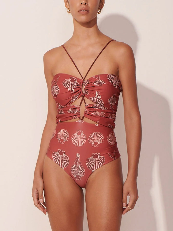 Printed One-Piece Swimsuit And Beach Kimono