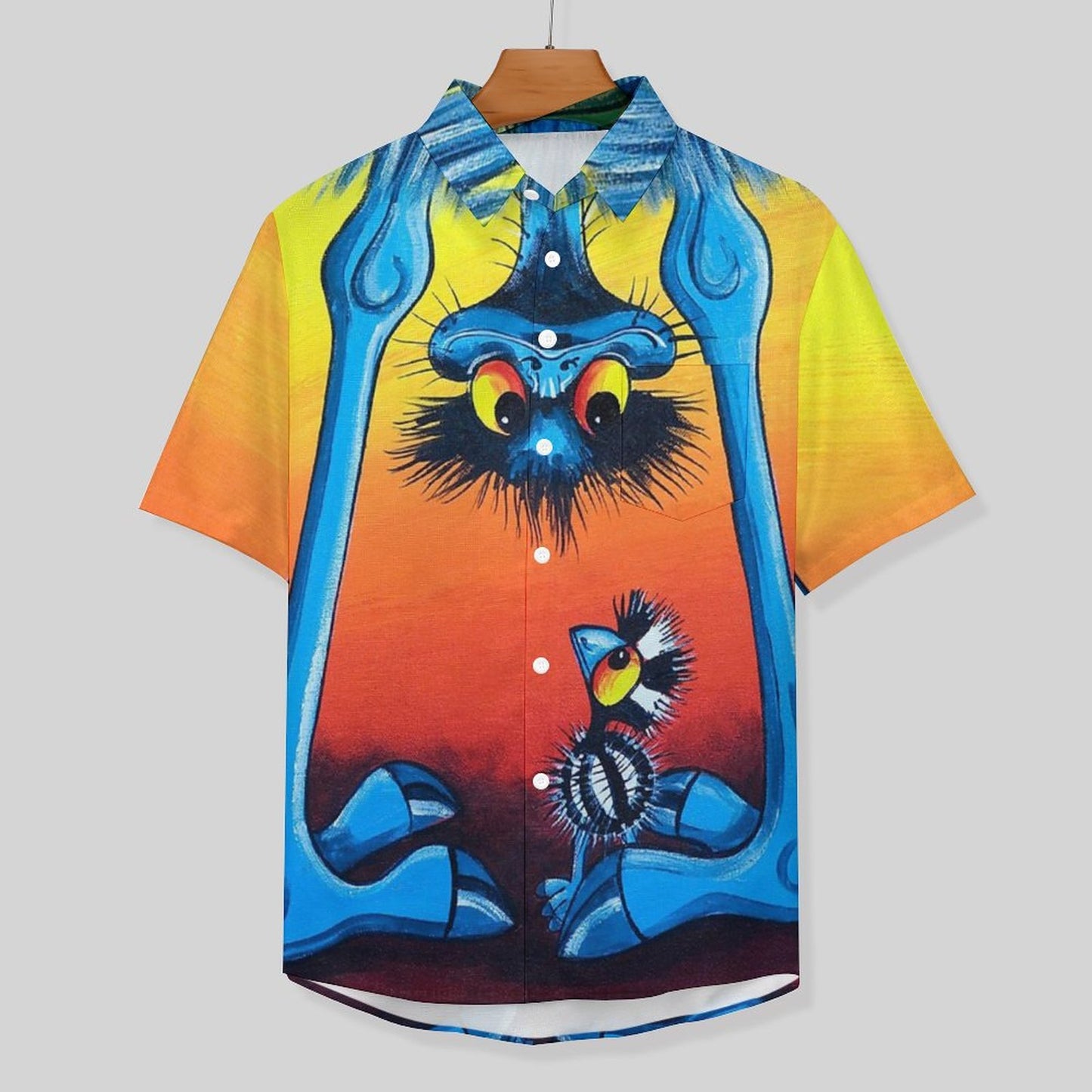 Men's Ostrich Painted Print Vacation Hawaiian Shirt