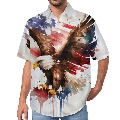 Men's Eagle Watercolor Art Print Vacation Hawaiian Shirt