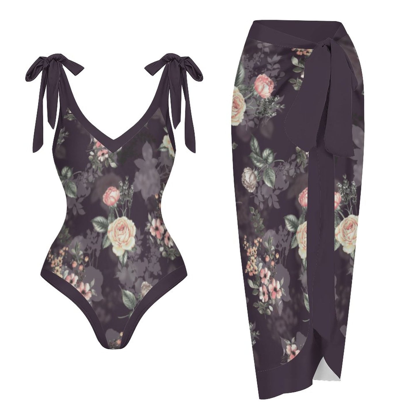 Casual Printed One-Piece Swimsuit And Cover Up 2305102493