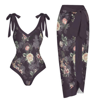 Casual Printed One-Piece Swimsuit And Cover Up 2305102493