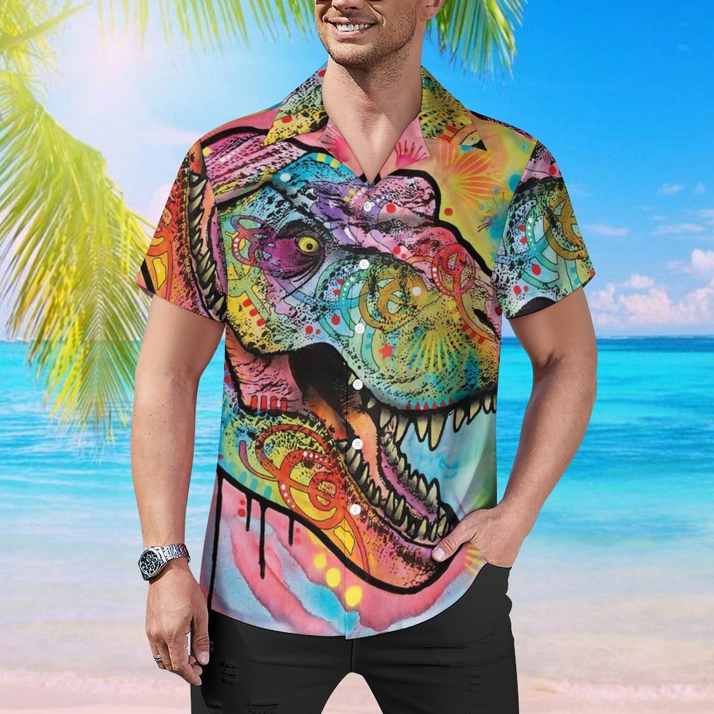Men's Hawaiian Print Casual Shirt 2304109847