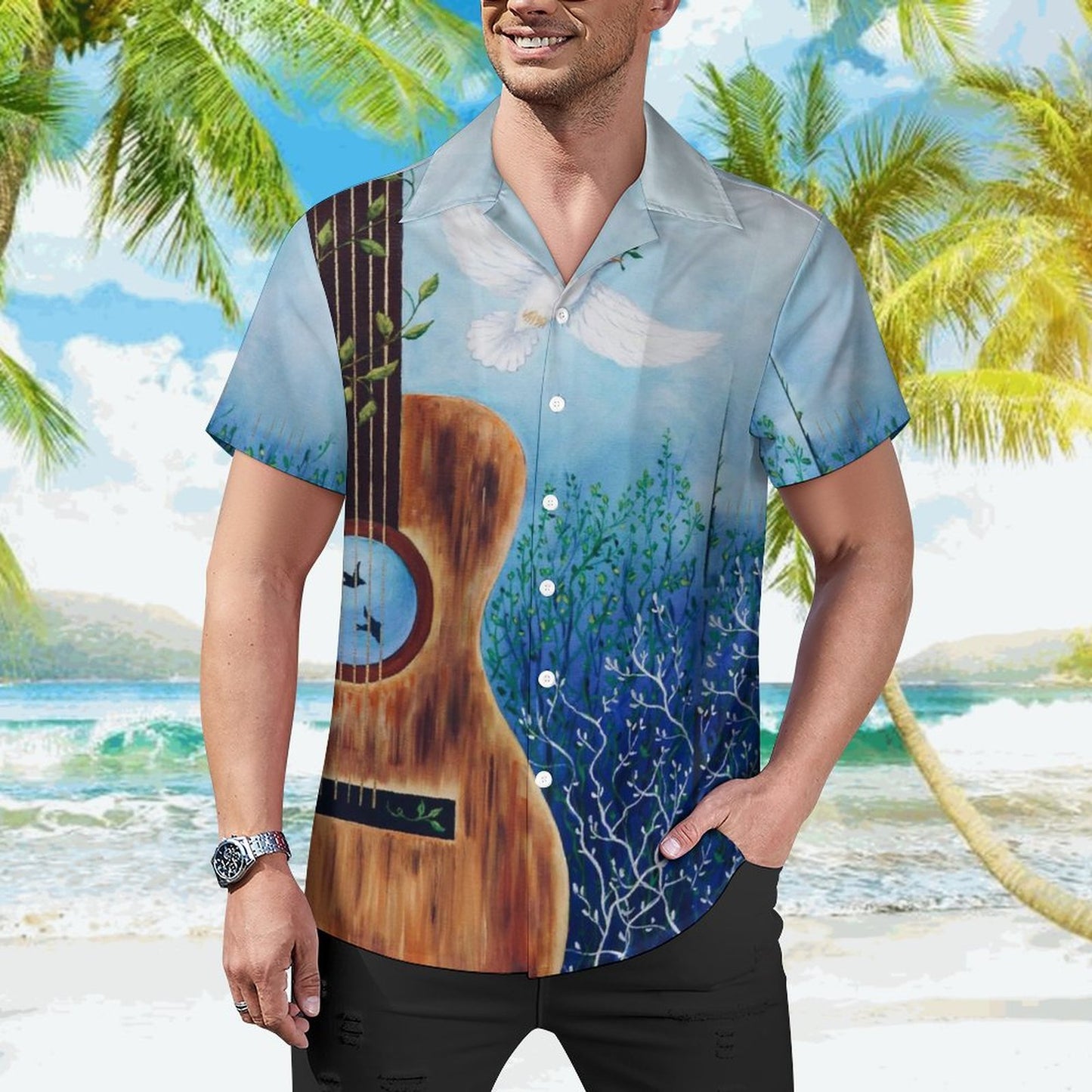 Men's Hawaiian Print Casual Shirt 2304106745