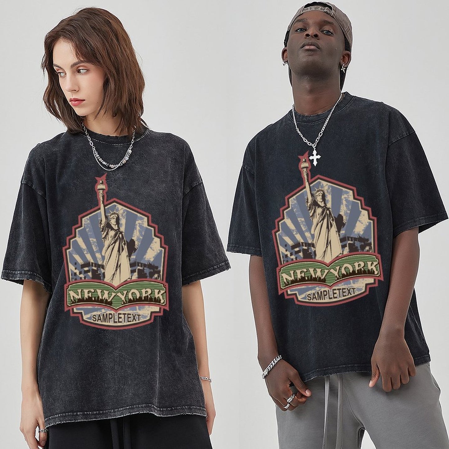 Unisex Vintage Solid Wash T-Shirts 2305102645