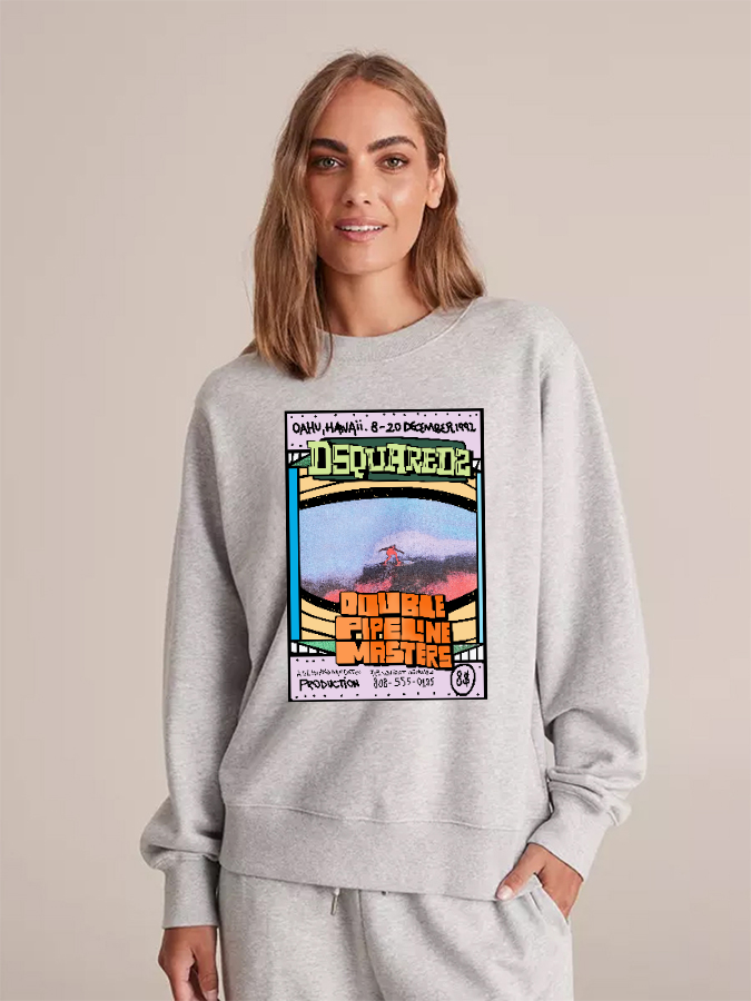 Unisex Round Neck Casual Vintage Printed Long Sleeve Sweatshirt