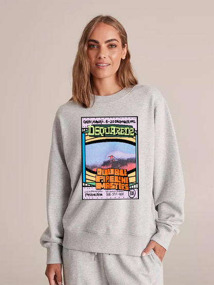Unisex Round Neck Casual Vintage Printed Long Sleeve Sweatshirt