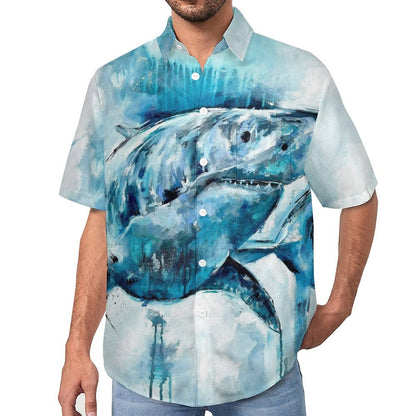 Men's Shark Painted Art Print Vacation Hawaiian Shirt 2305106283