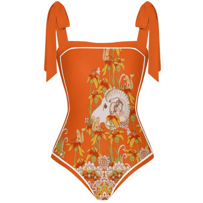 Fashion Printed One Piece Swimsuit And Cover Up 2305105587