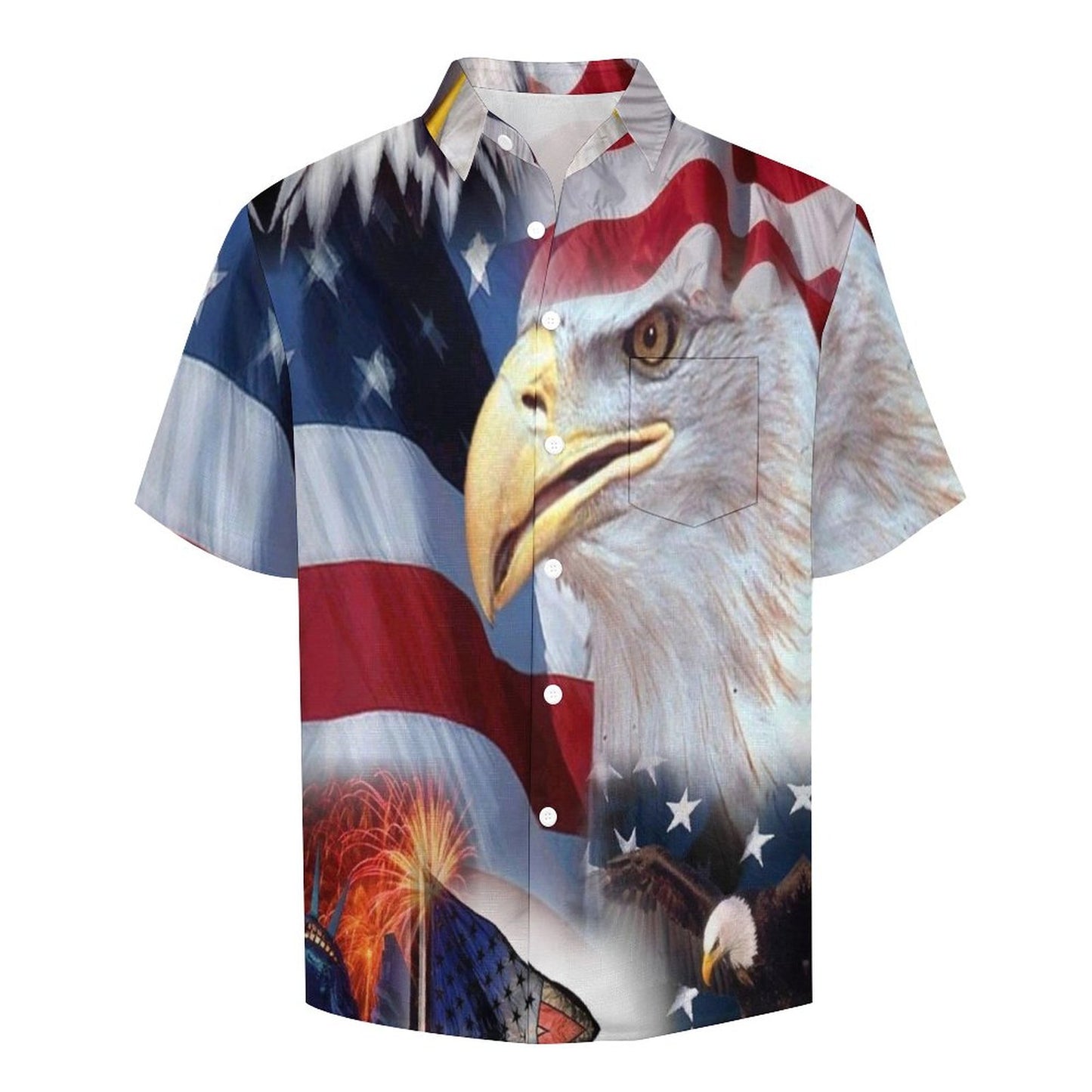 Men's Eagle American Flag Print Vacation Hawaiian Shirt 2305106652