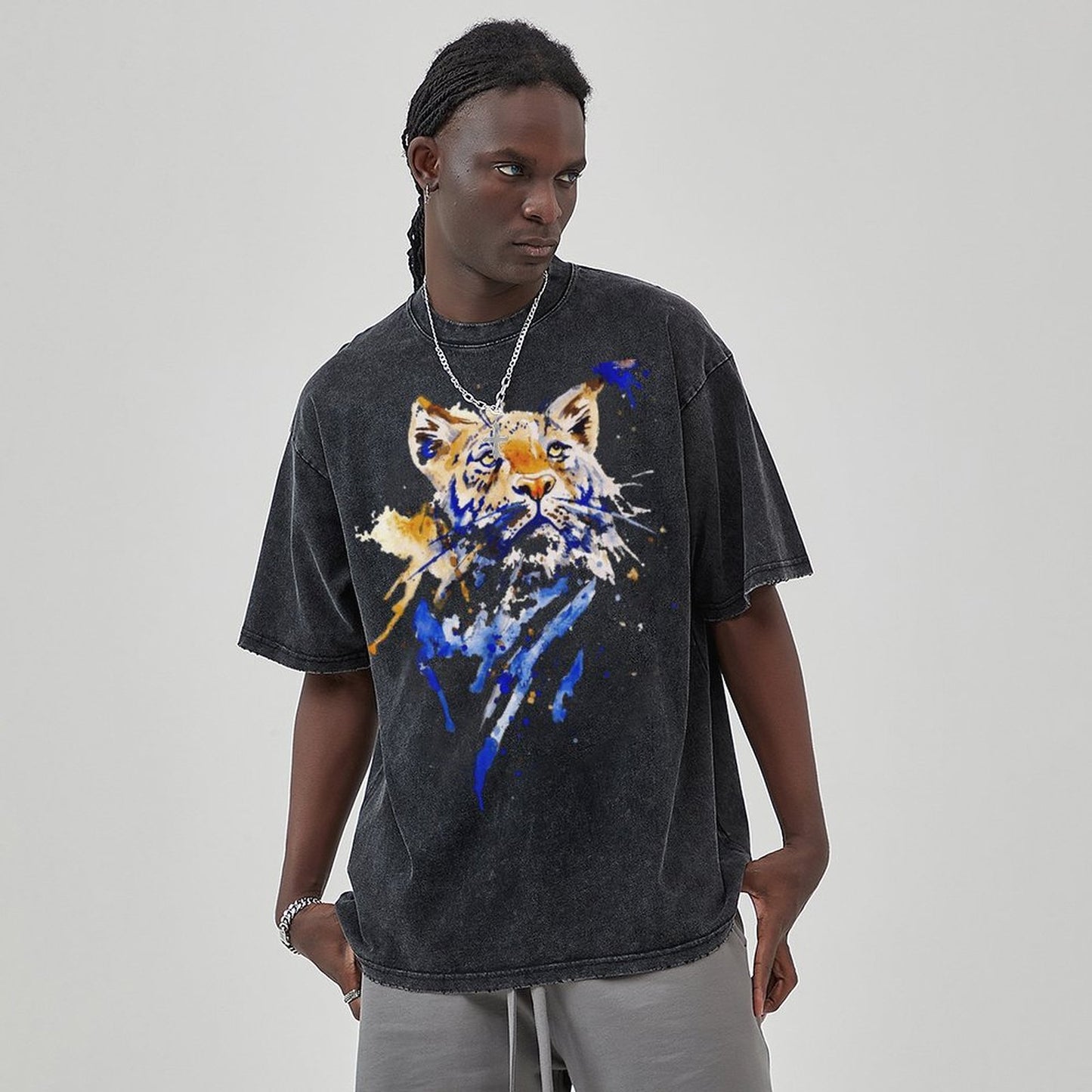 Mens Cotton Wash Solid T-Shirts Oversized Unisex Short Sleeve Streetwear Rap Hip Hop Basic Tee Tops 2305101619