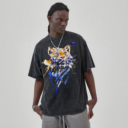 Mens Cotton Wash Solid T-Shirts Oversized Unisex Short Sleeve Streetwear Rap Hip Hop Basic Tee Tops 2305101619