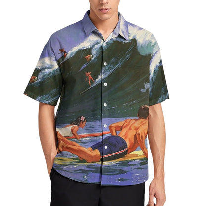 Men's Surf Print Casual Short Sleeve Shirt 2306102365