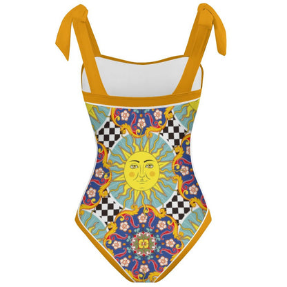 Fashion Printed One Piece Swimsuit And Cover Up 2305104983