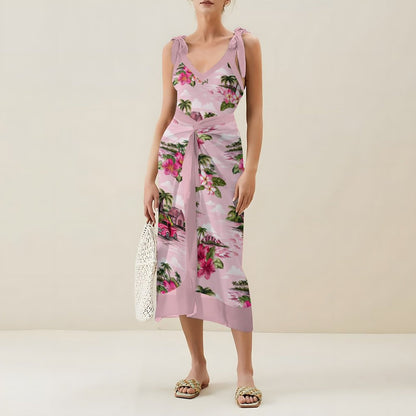 Casual Printed One-Piece Swimsuit And Cover Up 2305102444