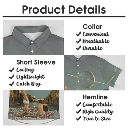 Men's Saturn Art Print Casual Short Sleeve Shirt 2306102364