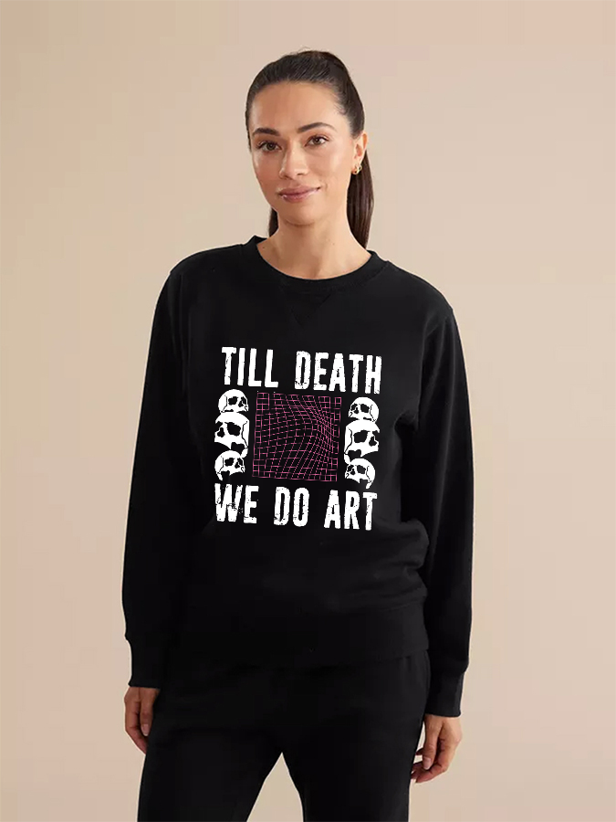 Unisex Round Neck Casual Skull Printed Long Sleeve Sweatshirt