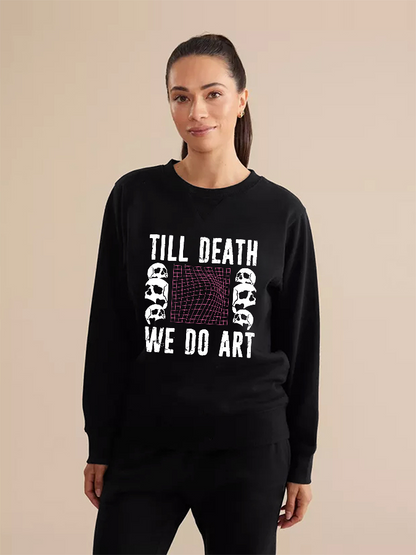 Unisex Round Neck Casual Skull Printed Long Sleeve Sweatshirt