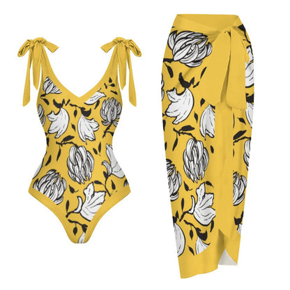 Casual Printed One-Piece Swimsuit And Cover Up 2305102405