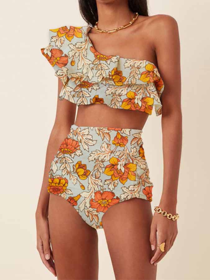 One-Shoulder Ruffled Bikini