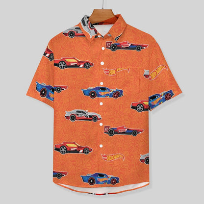 Men's Painted Car Print Vacation Hawaiian Shirt