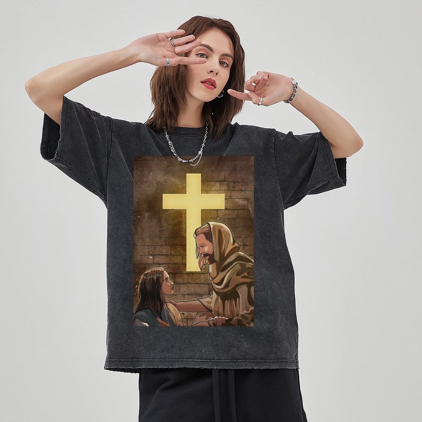 Unisex Vintage Solid Wash T-Shirts 2305103964