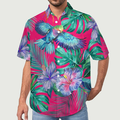 Men's Botanical Art Print Vacation Hawaiian Shirt2305106643