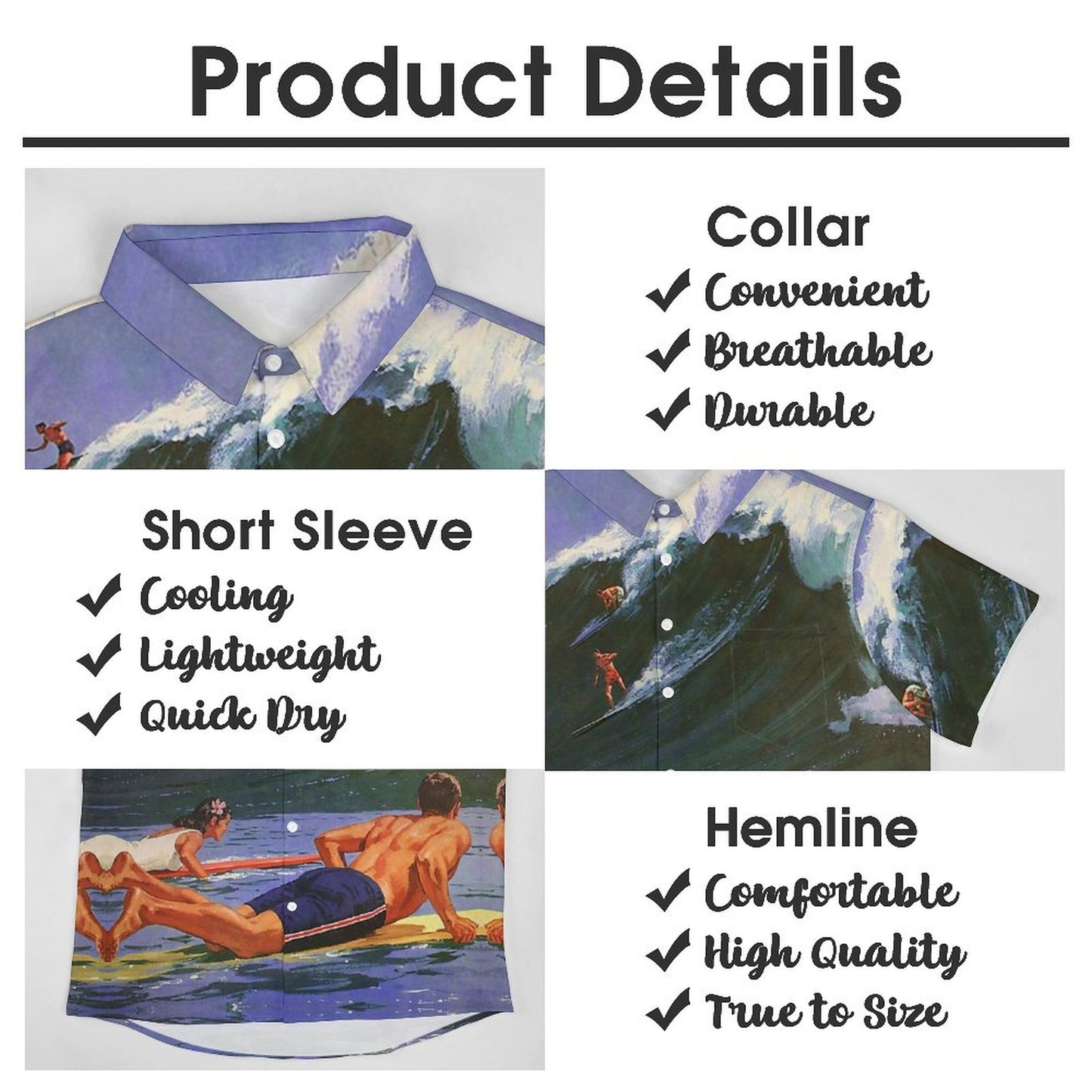 Men's Surf Print Casual Short Sleeve Shirt 2306102365