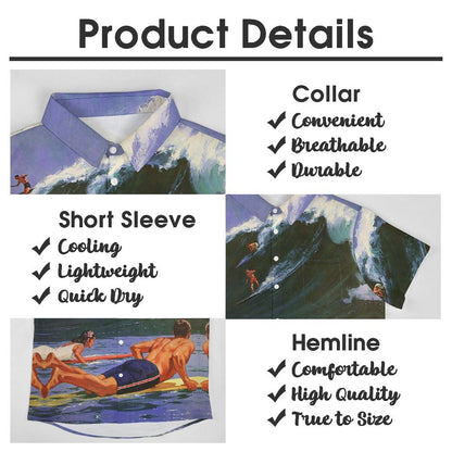 Men's Surf Print Casual Short Sleeve Shirt 2306102365