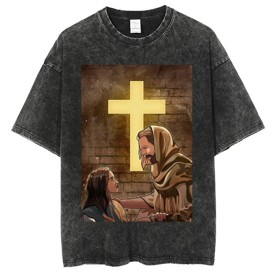 Unisex Vintage Solid Wash T-Shirts 2305103964