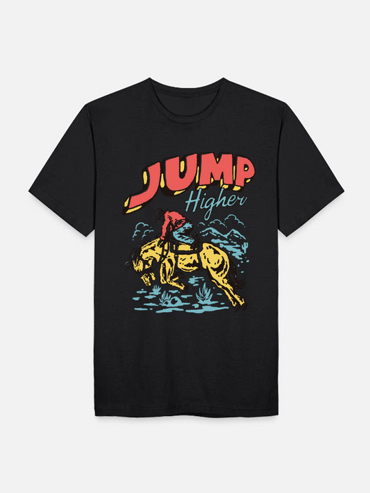 Men's Casual Jump Printed Round Neck Short Sleeve T-Shirt
