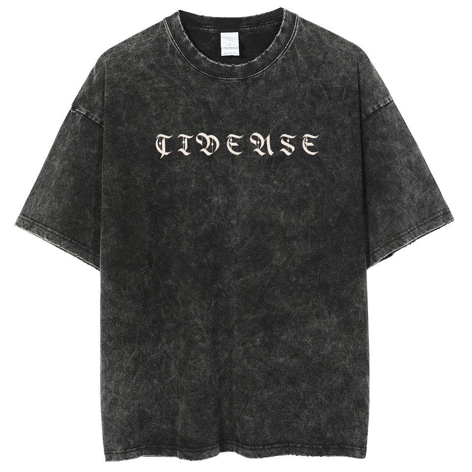 Mens Cotton Wash Solid T-Shirts Oversized Unisex Short Sleeve Streetwear Rap Hip Hop Basic Tee Tops