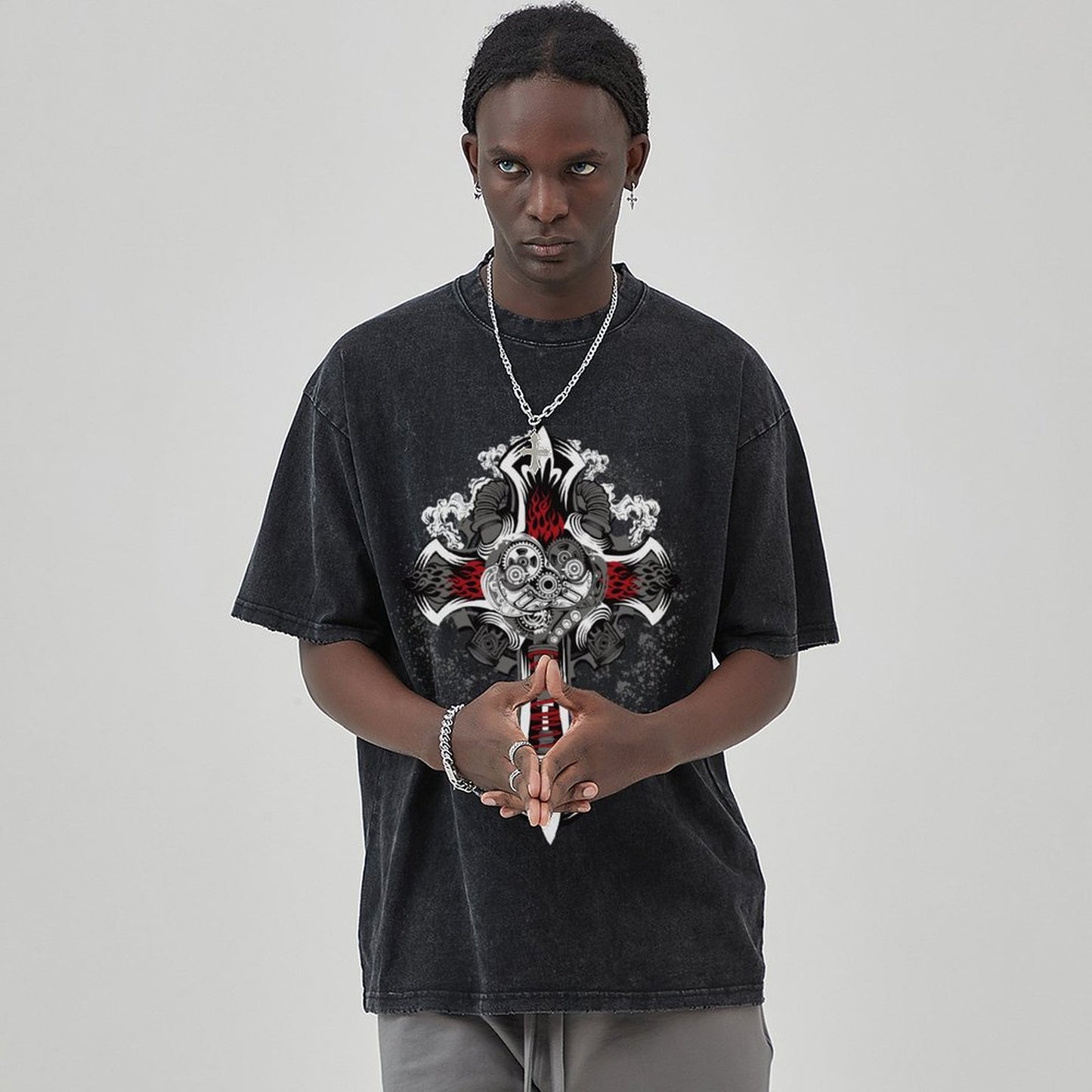 Unisex Vintage Solid Wash T-Shirts 2305102858