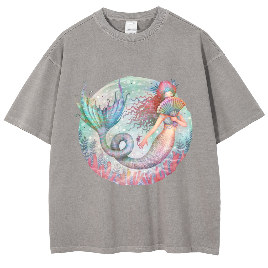 Mens Cotton Wash Solid T-Shirts Oversized Unisex Short Sleeve Streetwear Rap Hip Hop Basic Tee Tops