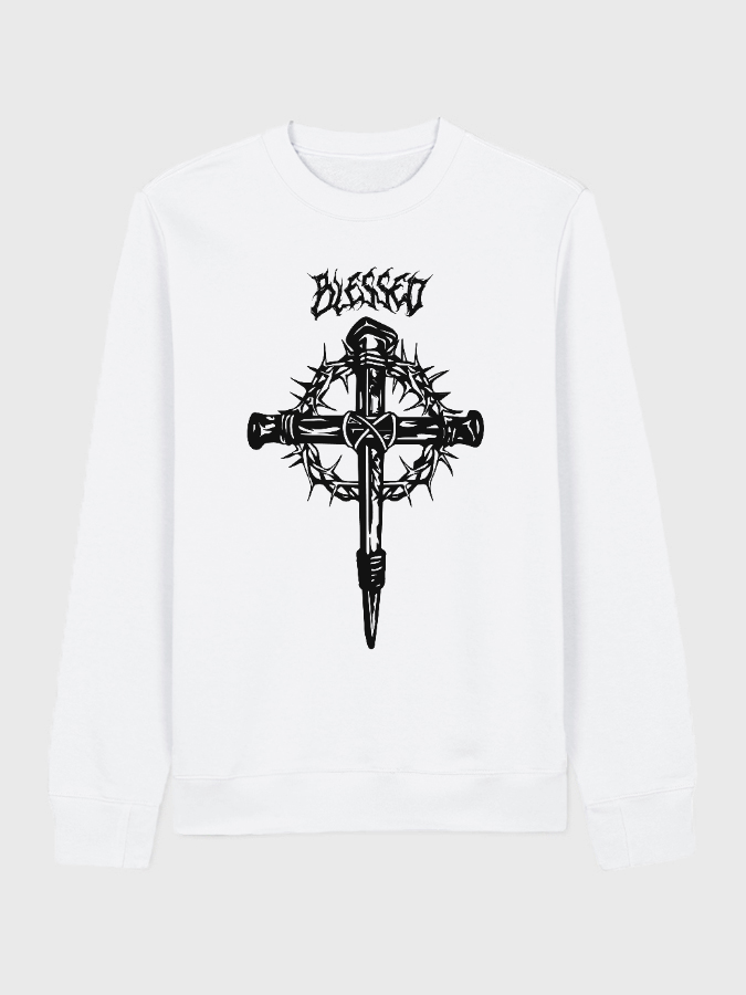 Unisex Round Neck Casual Cross Printed Long Sleeve Sweatshirt