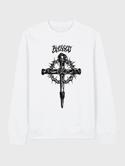 Unisex Round Neck Casual Cross Printed Long Sleeve Sweatshirt