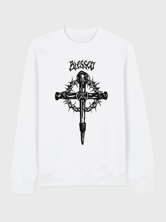 Unisex Round Neck Casual Cross Printed Long Sleeve Sweatshirt