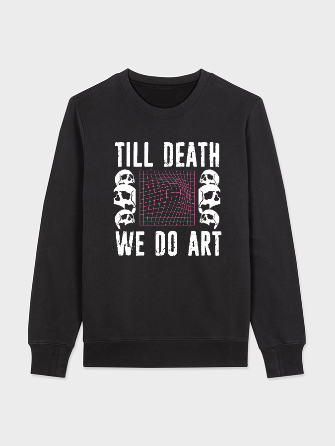 Unisex Round Neck Casual Skull Printed Long Sleeve Sweatshirt