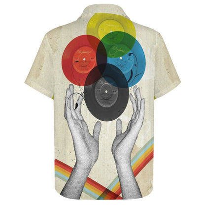 Men's Hawaiian Vinyl Print Vacation Shirt 2306101931