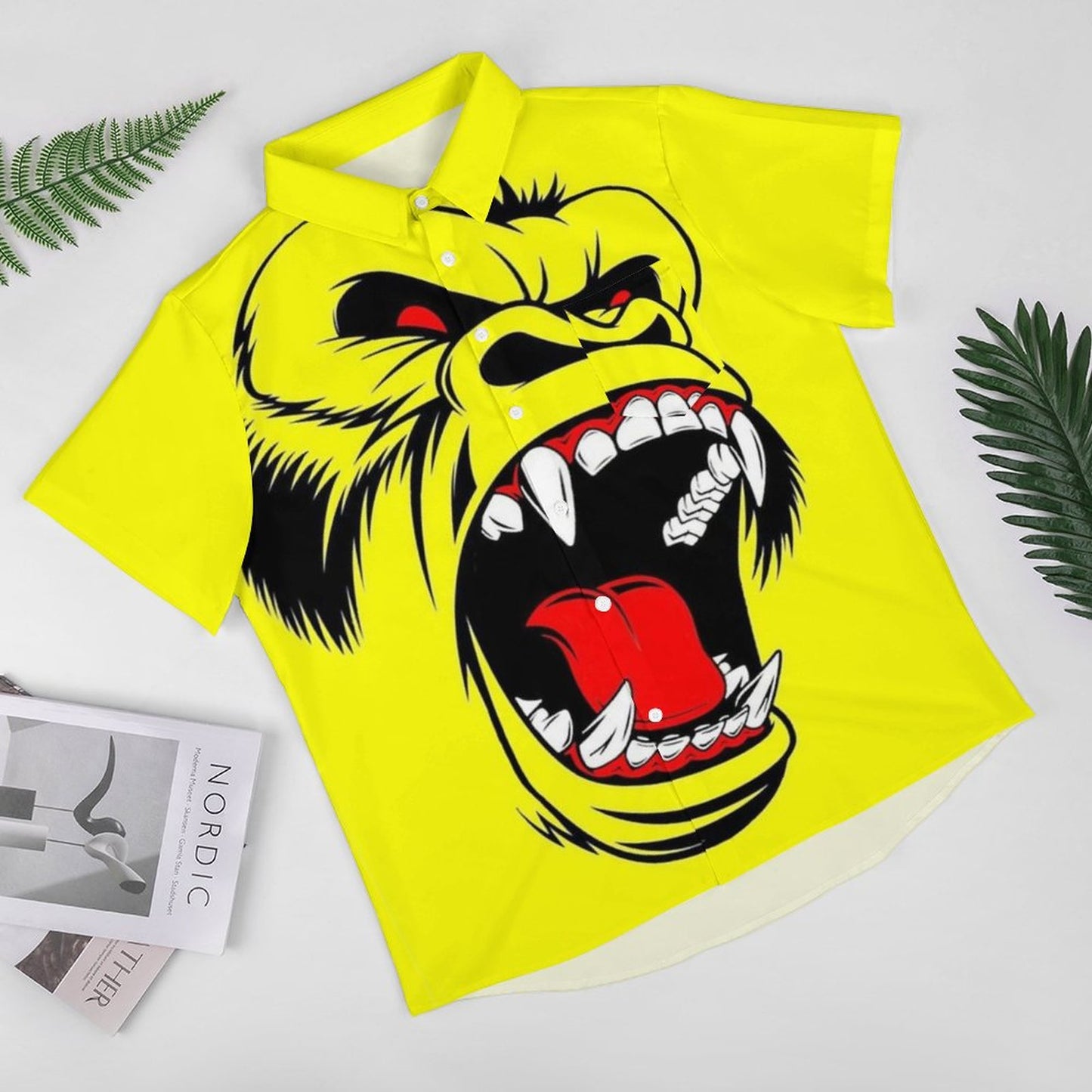 Men's Hawaiian Gorilla Print Casual Short Sleeve Shirt 2306102681