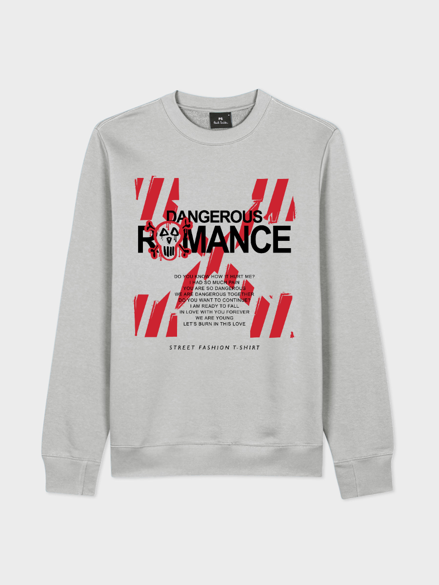 Men's Letter Round Neck Casual Printed Long Sleeve Sweatshirt