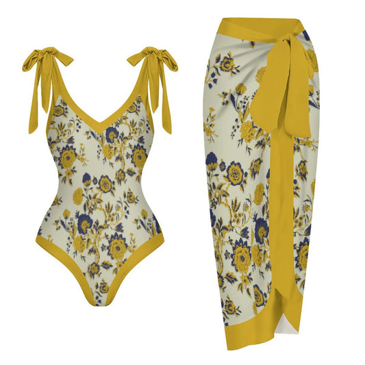 Casual Printed One-Piece Swimsuit And Cover Up 2305102608