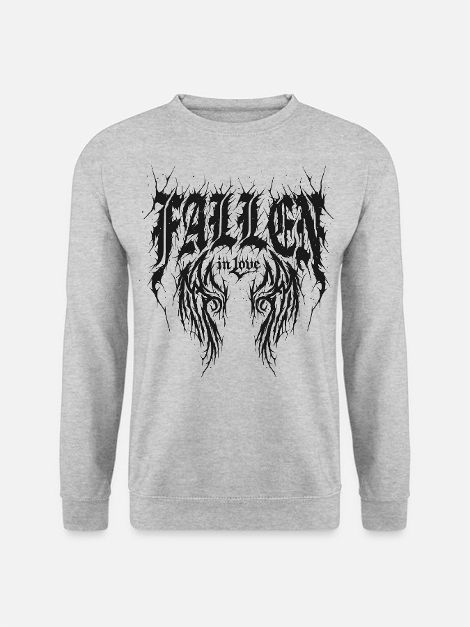 Unisex Round Neck Casual Fallen In Love Printed Long Sleeve Sweatshirt