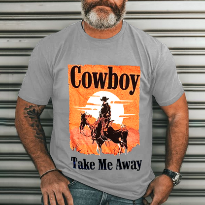 Cowboy Men's Casual Printed T-Shirt