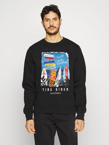 Unisex Round Neck Casual Tide Rider Printed Long Sleeve Sweatshirt