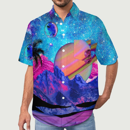 Men's Star Print Vacation Hawaiian Shirt 2306104580