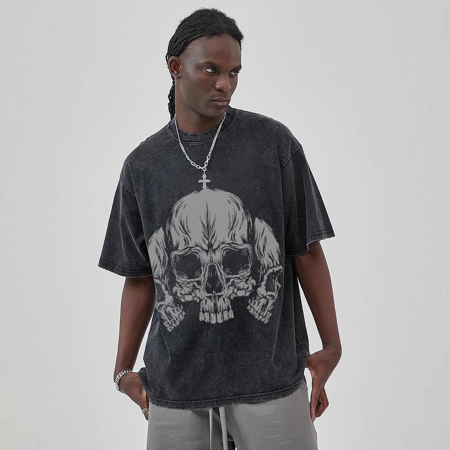 Mens Cotton Wash Solid T-Shirts Oversized Unisex Short Sleeve Streetwear Rap Hip Hop Basic Tee Tops 2305101607
