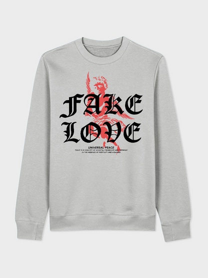 Unisex Round Neck Casual Peace Love Printed Long Sleeve Sweatshirt